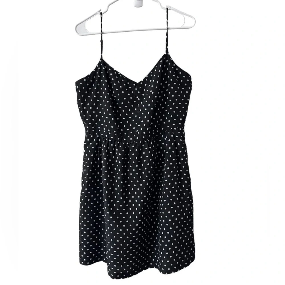 J crew spaghetti strap polka dot dress w pockets